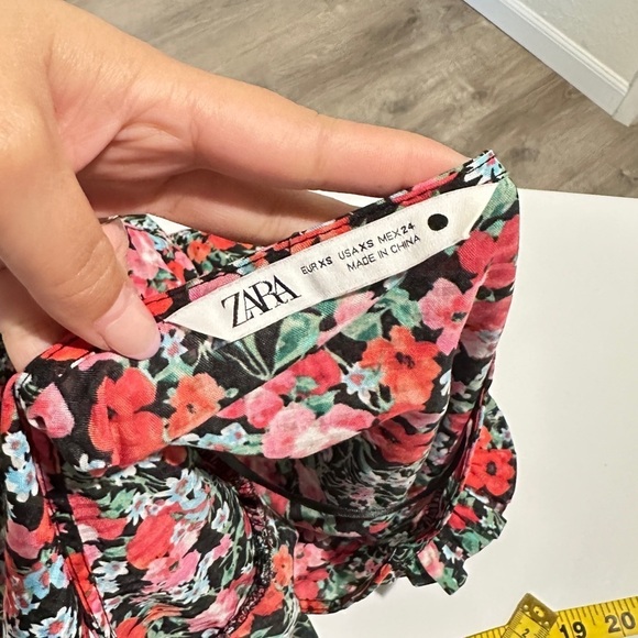 Zara Women’s V-Neck Floral Print Multi Sheer Tiered Maxi Dress Sz XS - Picture 5 of 13